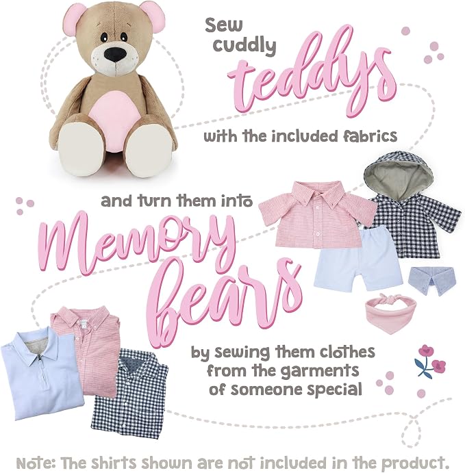 kullaloo Memory Bear Sewing Pattern & Fabric Kit Sew Cuddly teddys and Turn - Image 3