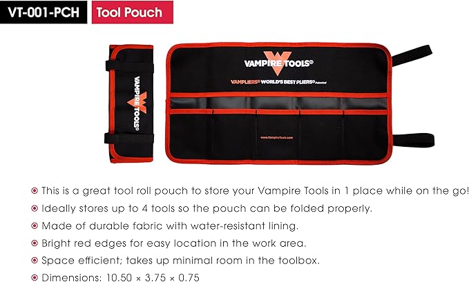 VAMPLIERS 4-Piece Stripped Screw Extractor Pliers Set. Made in Japan. 8" Linesman, 7.5" Long Nose, 6.25" Multi-Purpose & 5" ESD Safe Pliers + Tool Pouch. Remove any Stripped/Damaged/Rusted Screws.