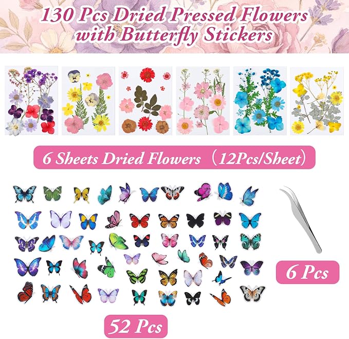 130 PCS Dried Pressed Flowers - Image 2