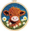 RUIQLXHANG Punch Needle Kits Adults Beginner, Cute Cartoon Highland Cow by RUIQLXHANG