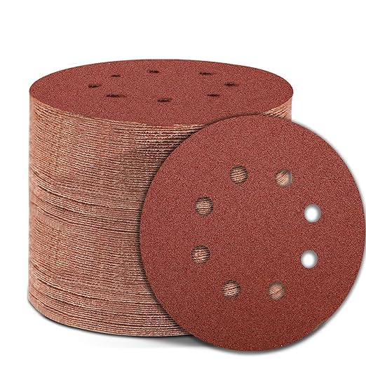 320 Grit 5 Inch Sanding Discs Hook and Loop Sandpaper, 150 PCS 8 Hole Adhesive Fine Sand Paper for Random Orbital Sander