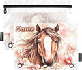 Custom Brown Horse Flower Pencil Pouch by BOENLE-WELCOMEYOURCOMING