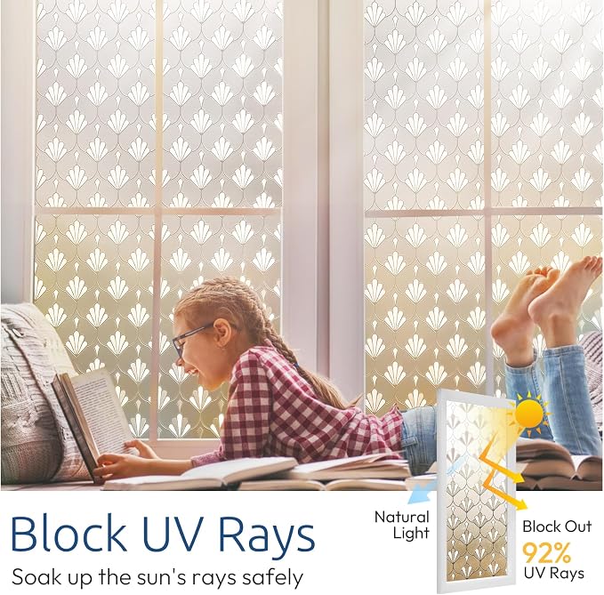 rabbitgoo Privacy Window Film Frosted Glass, 35.4" x 118.1" | Sun Blocking Non - Image 3
