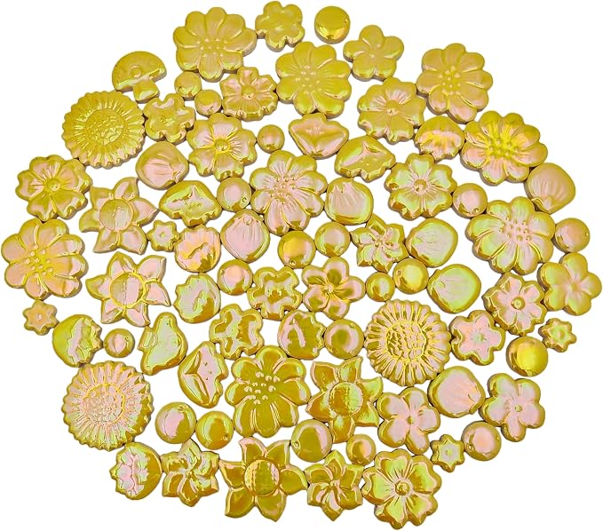 500g/1.1lb Ceramic Mosaic Tiles Mixed Shapes of Flowers, Mushrooms - Image 7
