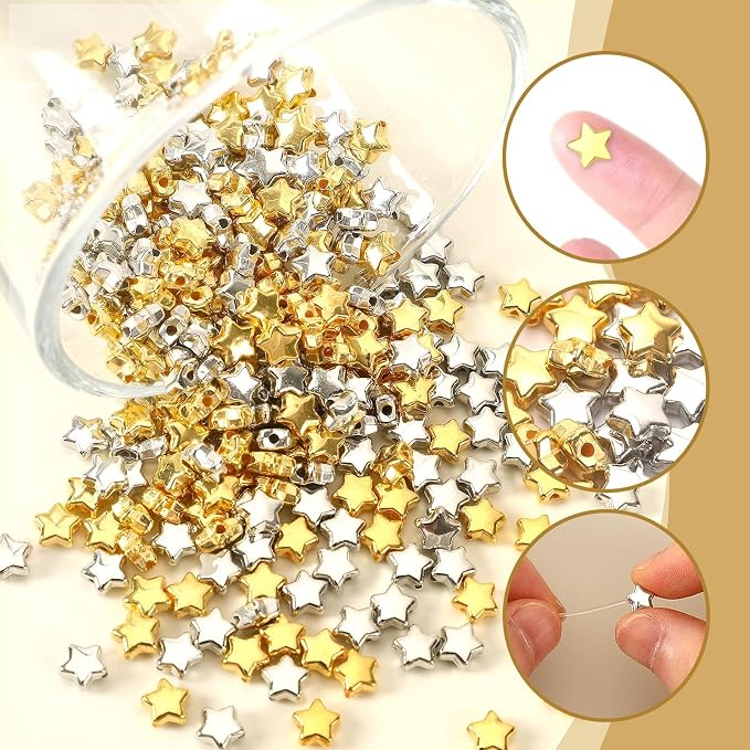 Augshy 700Pcs Star Spacer Beads - 6mm Silver & Gold - Image 4