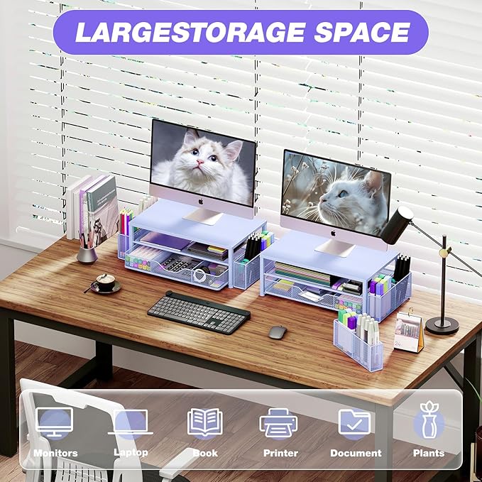 OPNICE Desk Organizers and Accessories, Computer Monitor Stand Riser - Image 4