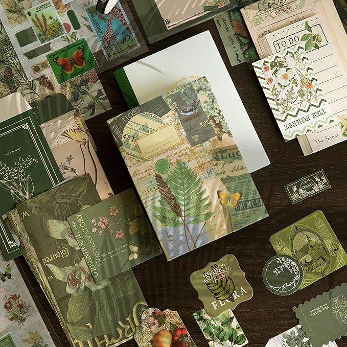 Draupnir Scrapbooking Supplies Kit, Vintage Botanical Aesthetic Scrapbook Kit - Image 3