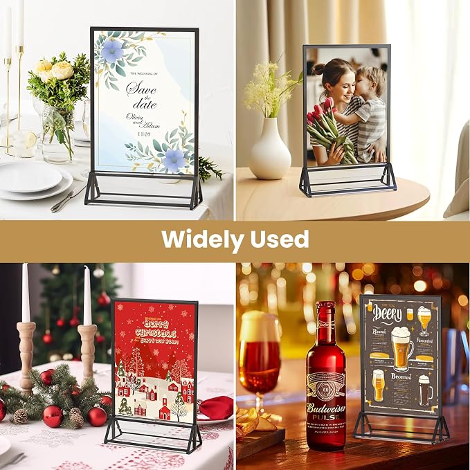 Acrylic Sign Holder 5X7 Double-Sided Black Picture Frame -6 Pack | Acrylic - Image 7