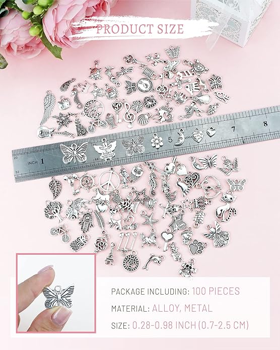 JIALEEY Wholesale Bulk Lots Jewelry Making Silver Charms Mixed Smooth Tibetan - Image 2