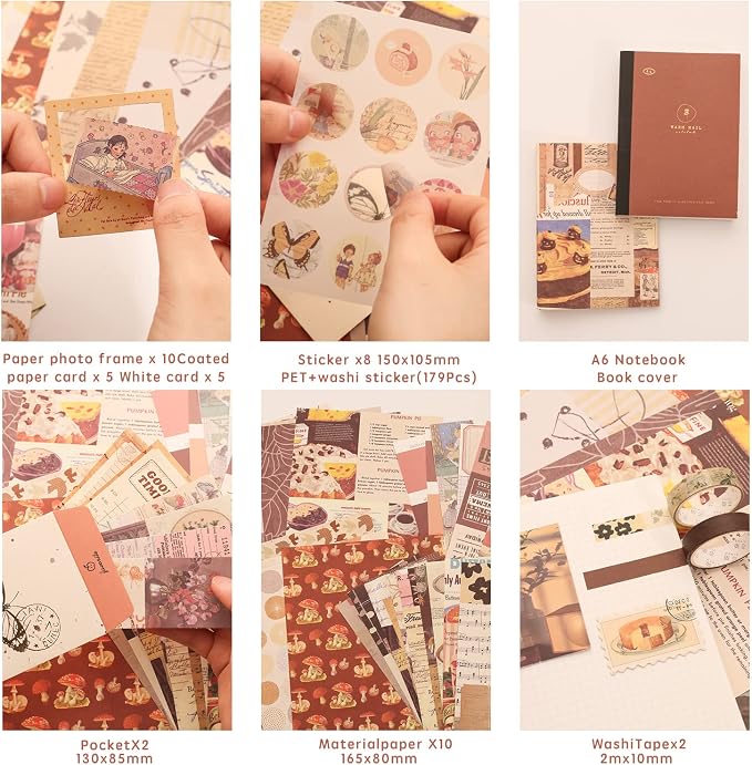 emmoolife 348 Pcs Scrapbooking Supplies Kit, Vintage Aesthetic Scrapbook Kit - Image 4