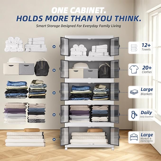 SAILUN 145Gal/580Qt Stackable Storage Bins Folding Collapsible Storage Bins - Image 5
