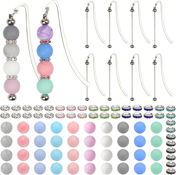 HOMAR 88pcs Beadable Bookmarks DIY Beading Bookmark Craft Kit, Bookmarks by HOMAR