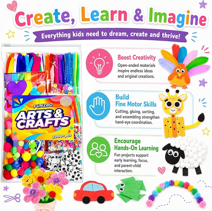 FUNZBO 2000Pcs+ Arts & Crafts Supplies Kits - Image 5