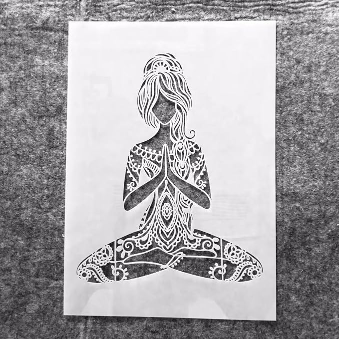 TIAMECH A4 Reusable Yoga Girl Stencil - Image 8