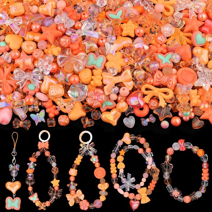 200-260PCS TINKRSTUFF Assorted Orange Acrylic Beads by TINKRSTUFF