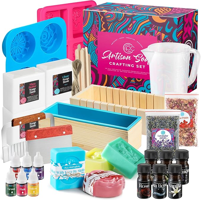 Soap Making Kit with Melt & Pour Base, Cutting Box, Fragrances by Prime+Creations
