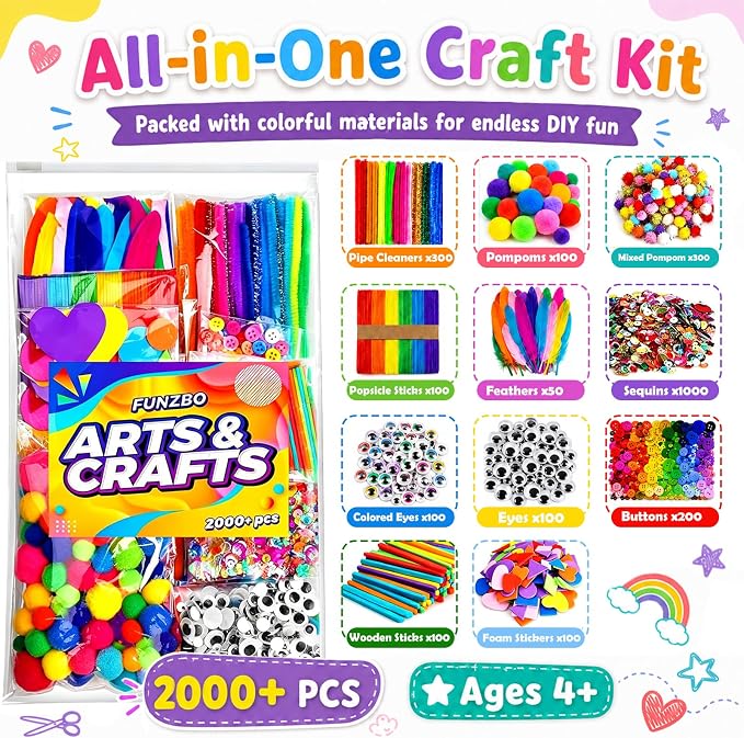 FUNZBO 2000Pcs+ Arts & Crafts Supplies Kits - Image 2