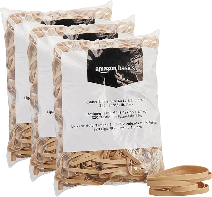 Amazon Basics Rubber Bands, Office Supplies, Size 64, 320 Bands/1 lb Pack by AmazonBasics