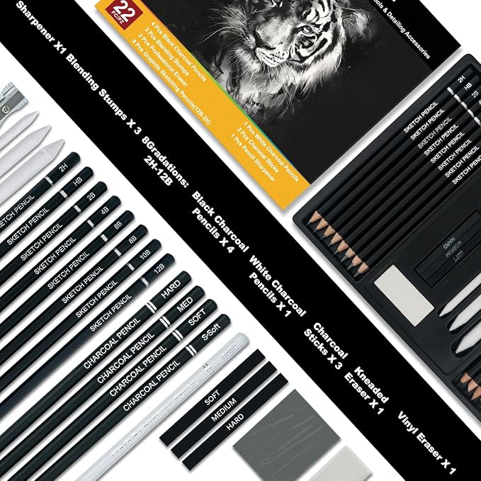 Aenir Charcoal Pencils for Drawing, Professional Drawing Sketch Pencils - Image 2