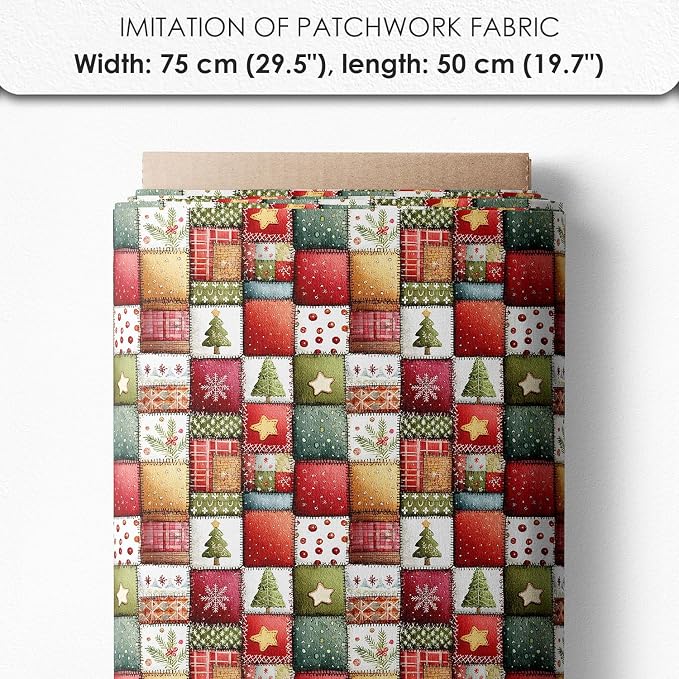 Christmas Patchwork Cotton Fabric Panel – 6 Designs + Bonus Patchwork Sheet - Image 7
