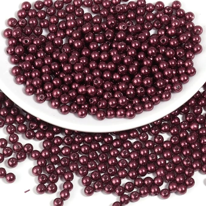 1500pcs Wine Red 5mm Pearl Beads by chuyau