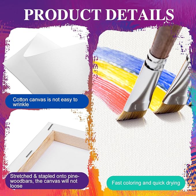 ESRICH 4 Pack Mini Canvases for Painting 5x5In, 5/8''Profile Small Square - Image 3