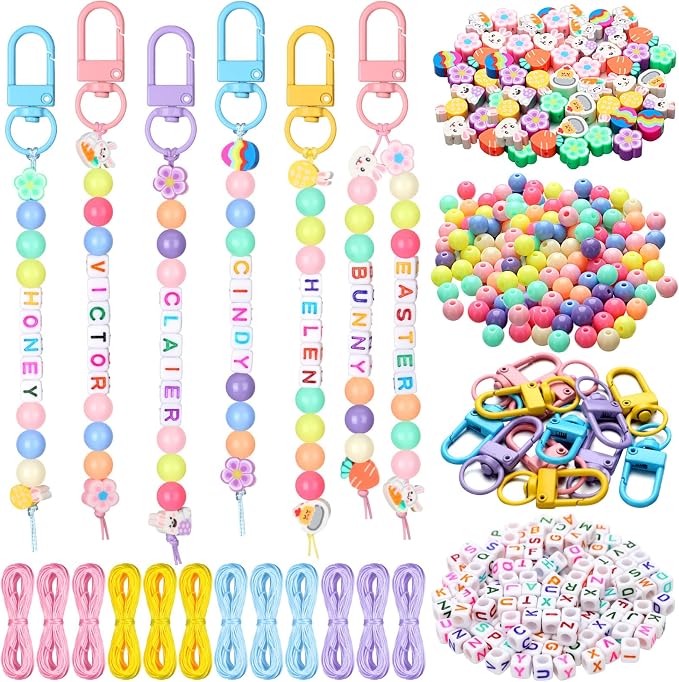 Landical 564 Pcs Easter Bead Keychain Kit DIY Easter Basket Name Tags Key Chain by Landical