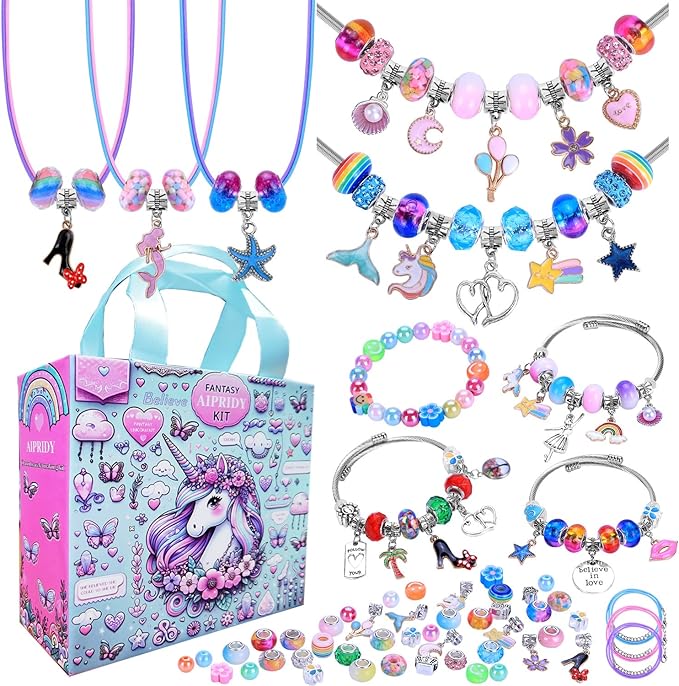 AIPRIDY 208 Pieces Charm Bracelet Making Kit, Unicorn Mermaid Crafts Gifts Set by AIPRIDY