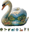 Swan Dream Puzzles Adults Gifts Wooden 165 Pieces 11.4 * 10.7in by Jollitot