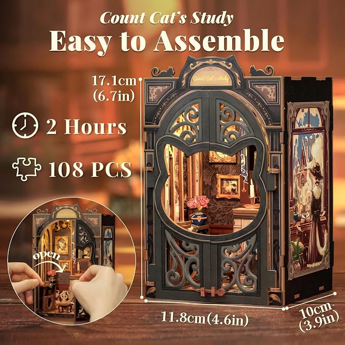 Book Nook Kit Cat Miniature House Kit - Image 2