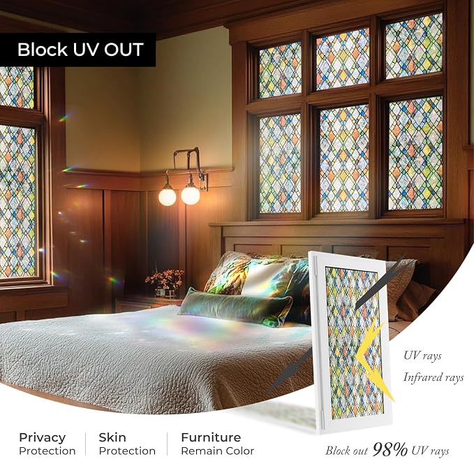 ADD.HERES Window Privacy Film, Stained Glass Decorative Static Cling, Removable - Image 5