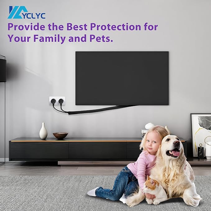 2Pack 5ft - 1inch Pet Cord Protector Chew Proof, YCLYC Flexible Wire Loom Tubing Cable Sleeve, Black Easy Install Cable Organizer, Power Wire Organizer, Cable Management Under Desk, USB, Video
