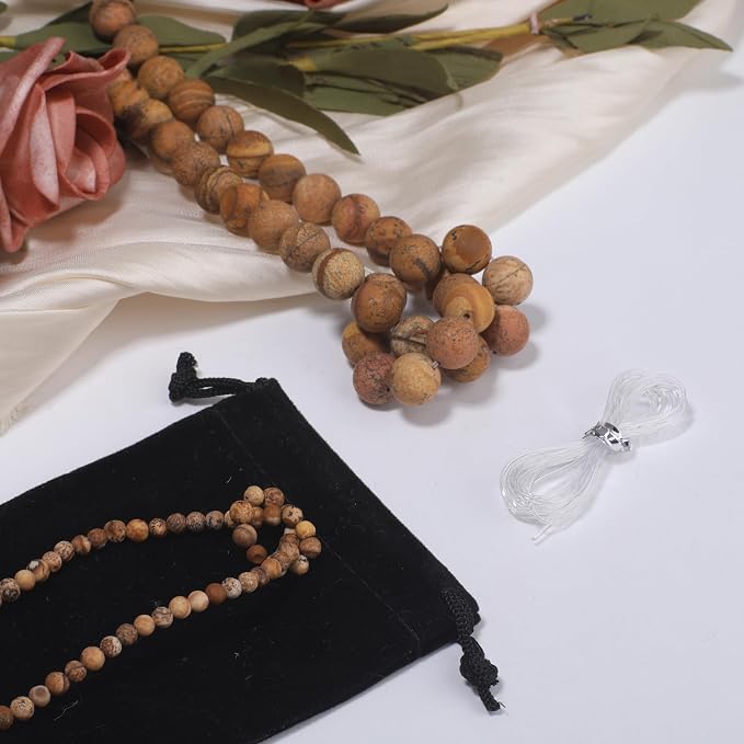 4mm Matte Picture Jasper Bead, 15-Inch Matte Round Loose Stone Beads - Image 2