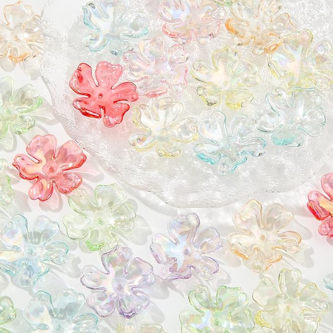 40pcs Flower Shape Beads Transparent Electroplate Flower Bead Color Lily Beads - Image 6