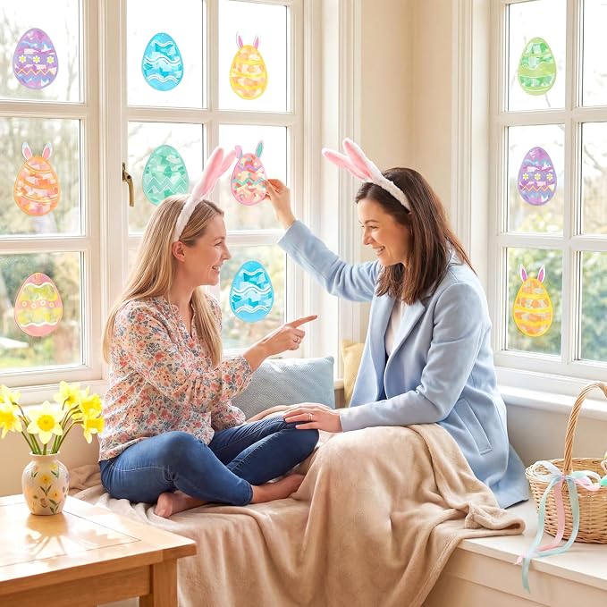 Renbuzhu 48PCS Easter Crafts Bulk: Eggs Paper Suncatchers DIY Kit - Image 2