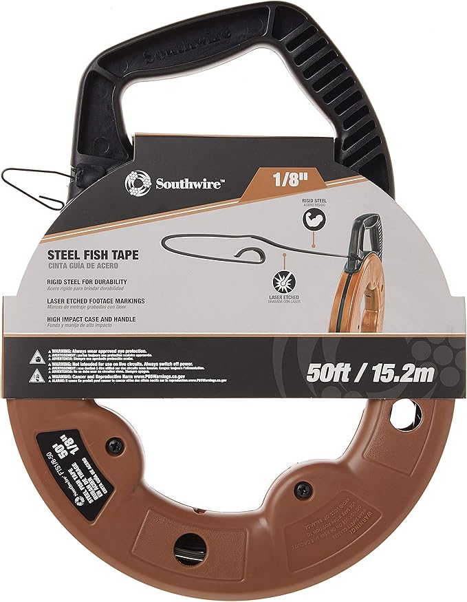 Southwire 58280140 1/8 in. 50 ft. Flat Steel Fish Tape