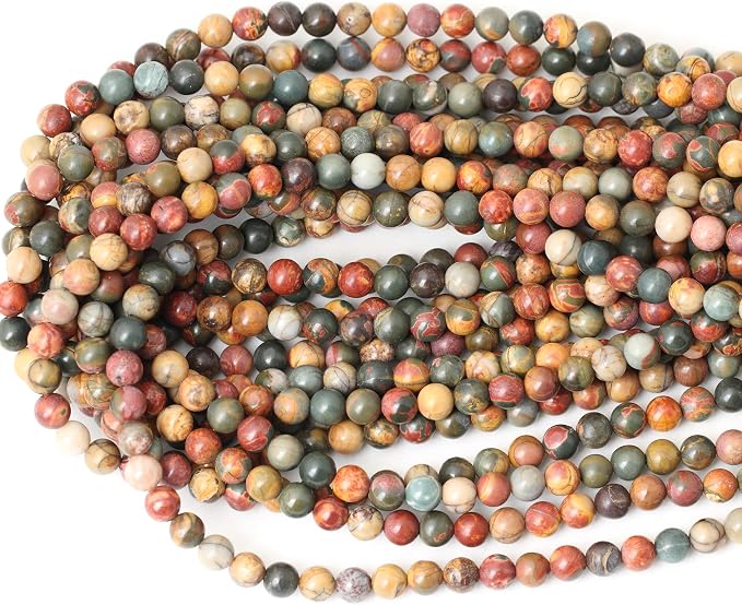 60PCS 6mm Natural Picasso Jasper Gemstone Round Loose Beads - Image 3