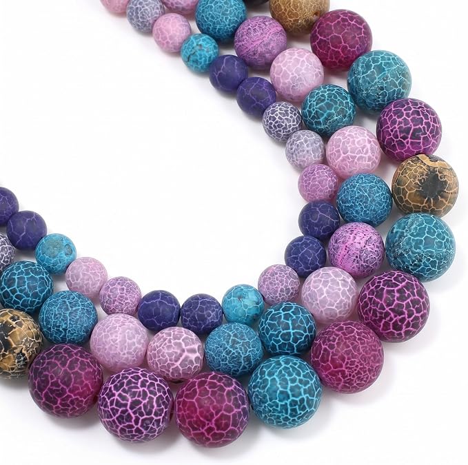 60pcs Natural Matte Colorful Oxidized Gemstone Beads，6mm Frosted Round Loose by Yochus