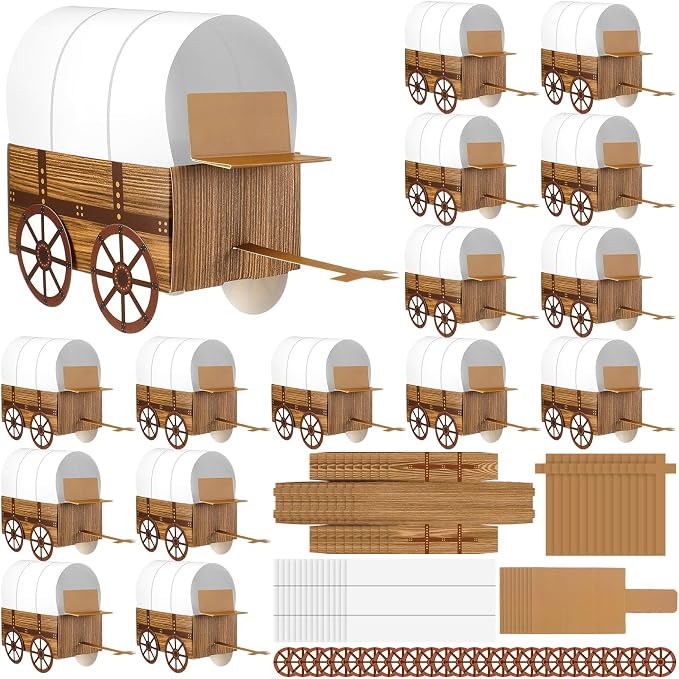 Motipuns 24 Pcs 3D Western Covered Wagon Craft Kit Toy Wagon by Motipuns