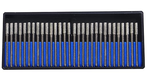 Drilax 30-Pc 3mm (1/8") Diamond Drill Bit Set | Dremel Compatible Wet Rotary Tool Bits for Jewelry Making, Sea Glass, Shells, Gemstones, Glass, Stone | Incl. Storage Case