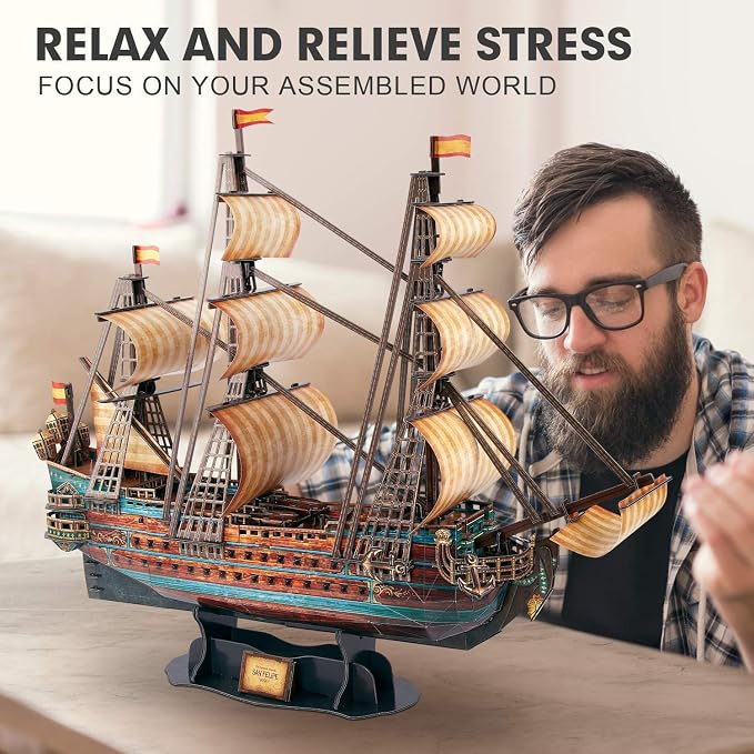 CubicFun 3D Puzzle Spain Puzzle Gift Boat Boat Model San Felipe 248 Pieces | - Image 3