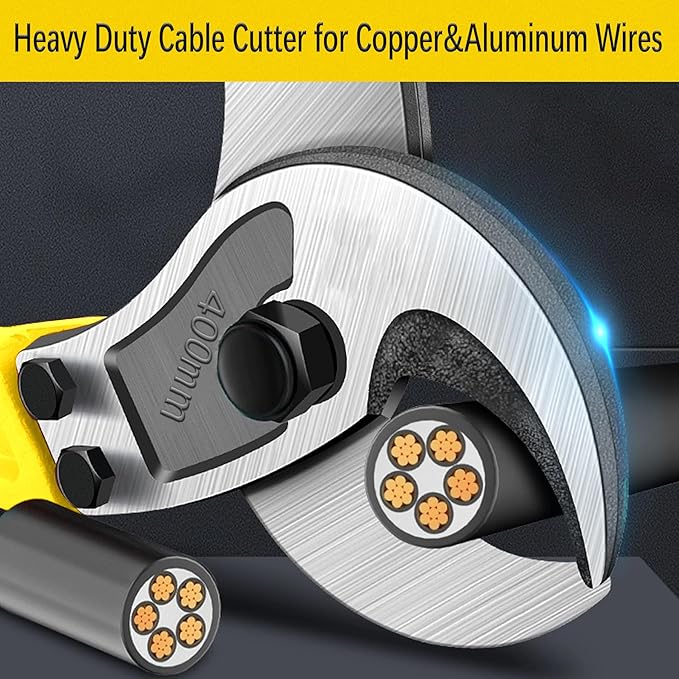 18 Inch Heavy Duty Cable Cutter with Long Handle, Harden Carbon Steel Cable Cutter for Aluminum Cable, Copper Wire and Communication Cables.