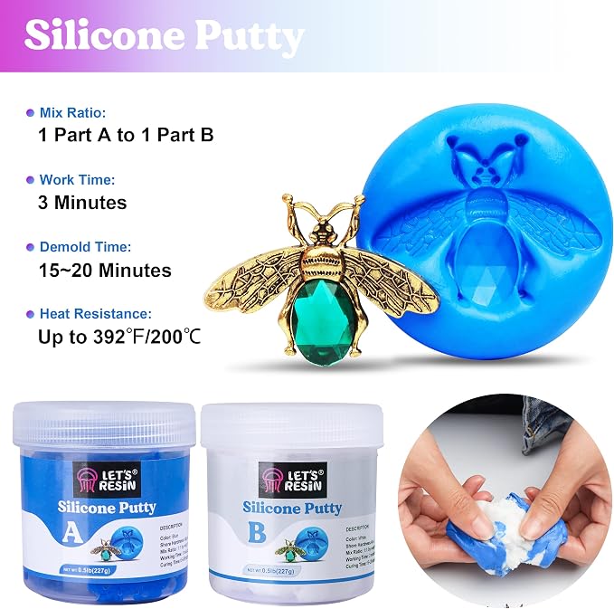 LET'S RESIN Silicone Putty, 1LB/40A Mold Making Kit, Strong & Flexible - Image 2
