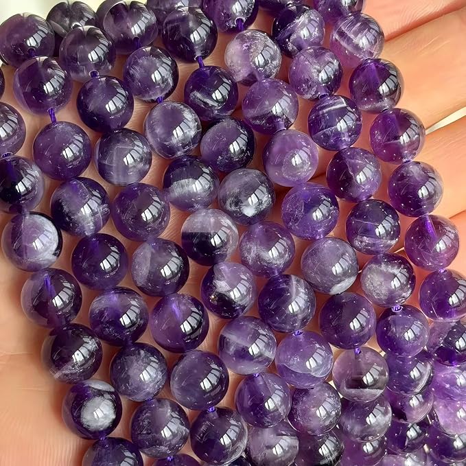 MJDCB Natural Dreamy Amethyst Beads Round Stone Beads DIY Loose Beads - Image 9