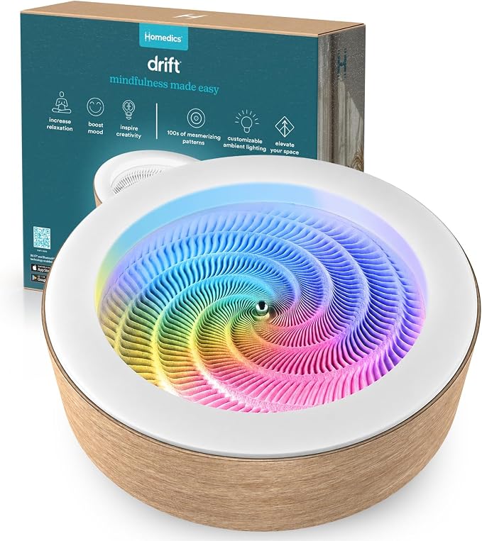 Homedics Drift 10” Wood Sand Table – App Controlled Moving Sand Art by Homedics