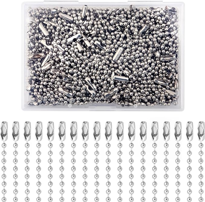 Lemonkey 100Pcs Ball Beads Chain Bulk, 4 Inch Dog Tag Metal Small Chain by Lemonkey