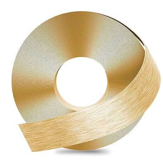 GSCIT Club Gold Edge Banding, 1 1/2 Inch x 25ft Aluminum Brushed Edge Banding PVC Edge Trim for Cabinet Repair Furniture