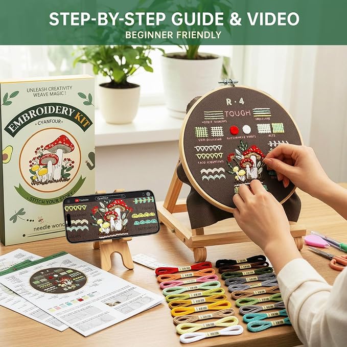 CYANFOUR Embroidery Kit for Beginners, 4 Stages to Learn 38 Stitches, - Image 3