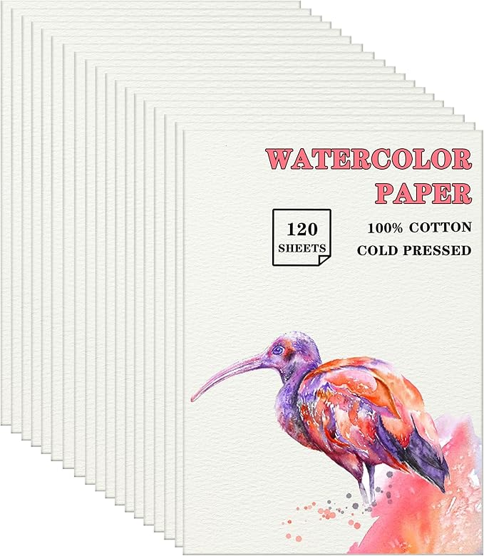 Silunkia 120 Sheets 100% Cotton Watercolor Paper 7 x 10, 140lb/300gsm by Silunkia