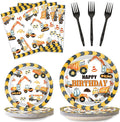 100 Pcs Construction Birthday Party Plates and Napkins Set Dump Truck Birthday by Qyeahkj